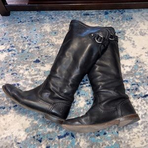 Gorgeous, timeless Frye tall black leather boots.